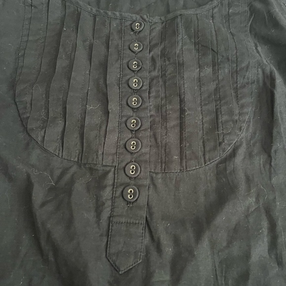 [L]Banana Republic WMN Linen Blend Tunic Blouse Black / White Embroidery NWOT - Picture 3 of 10